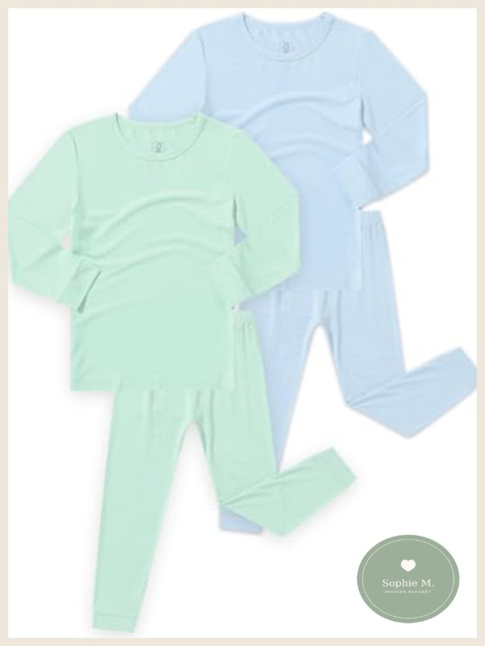Toddler Boys Bamboo Viscose 4-Piece Pajama Set with Long Sleeve Shirts and Pants